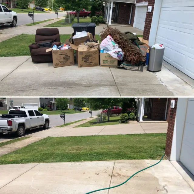 Driveway pile before and after junk removal