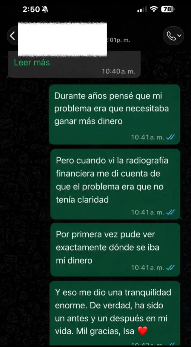 Mensaje de una alumna del método