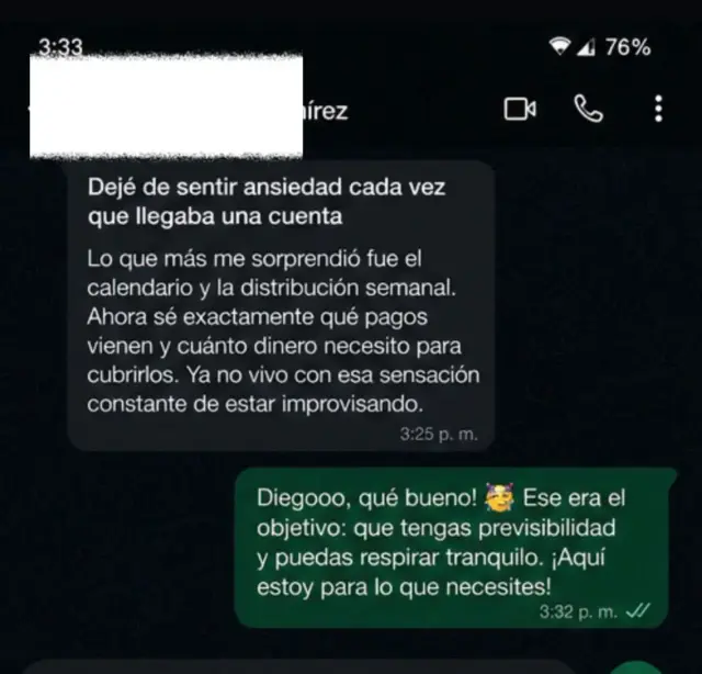 Mensaje de una alumna del método
