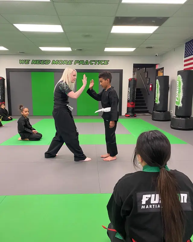 Student at belt testing at Fusion Martial Arts in Bloomington