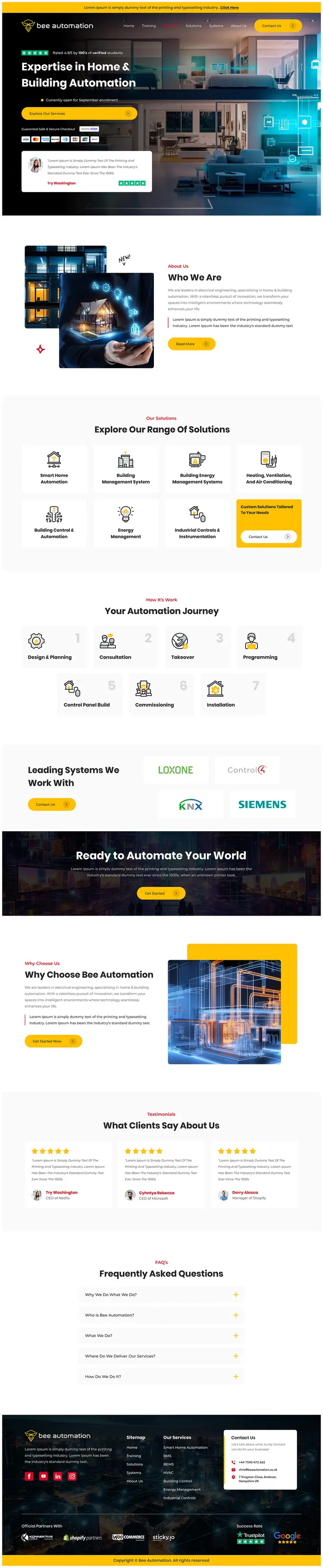 GoHighLevel website design for a home and building automation company