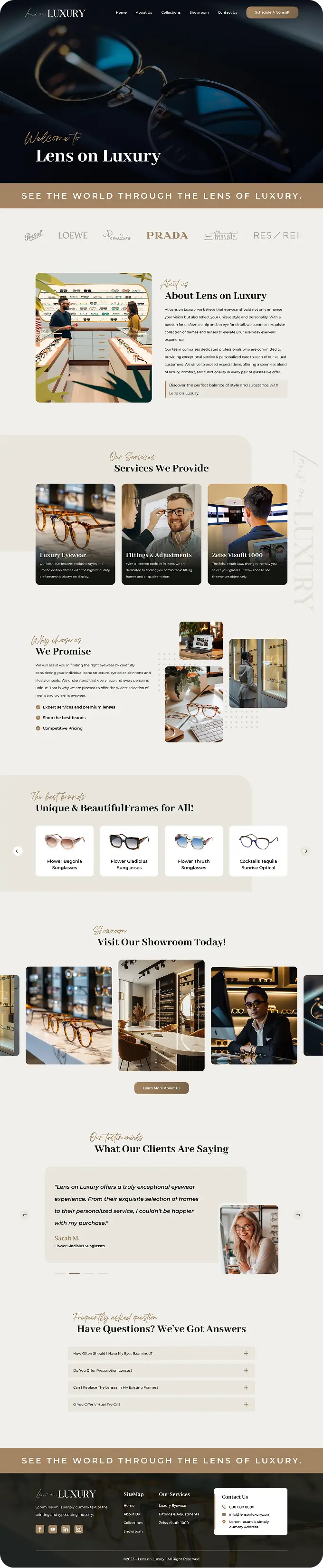 GoHighLevel website design for a luxury eyewear boutique