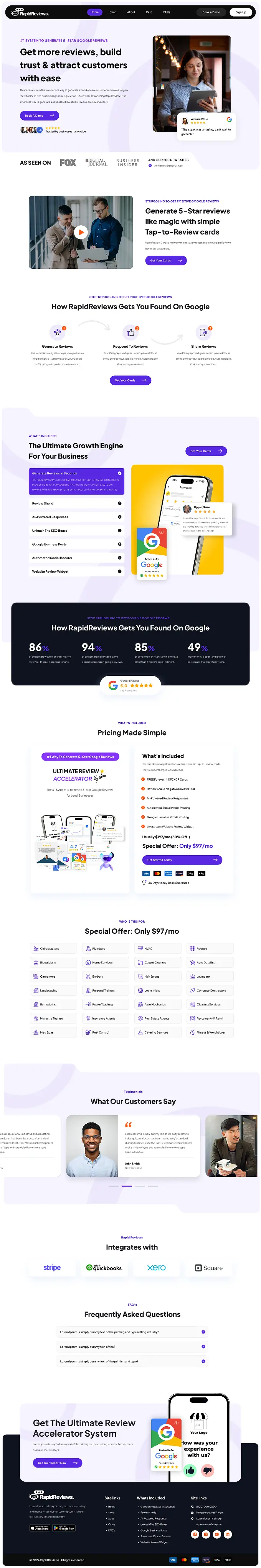 GoHighLevel website design for a review generation SaaS