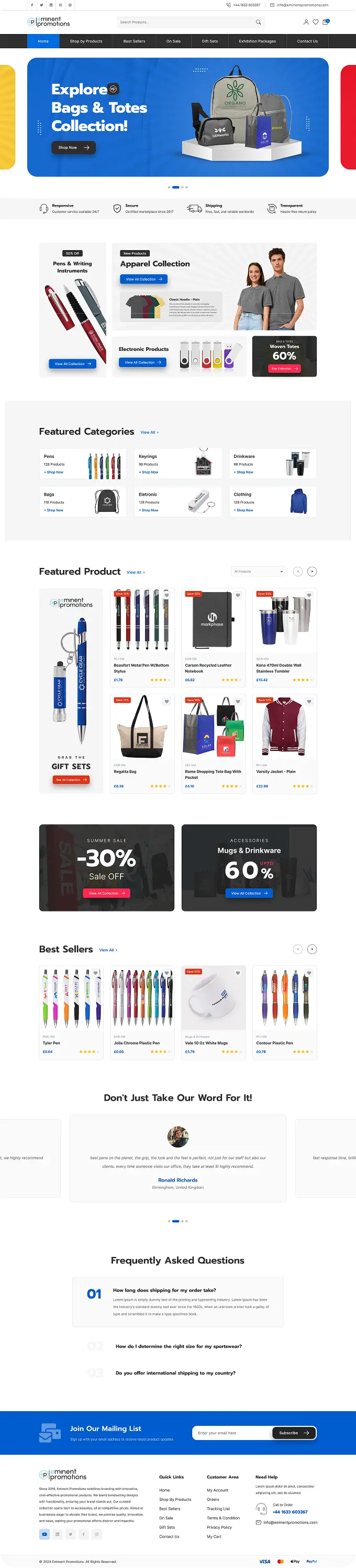GoHighLevel website design for a promotional products store