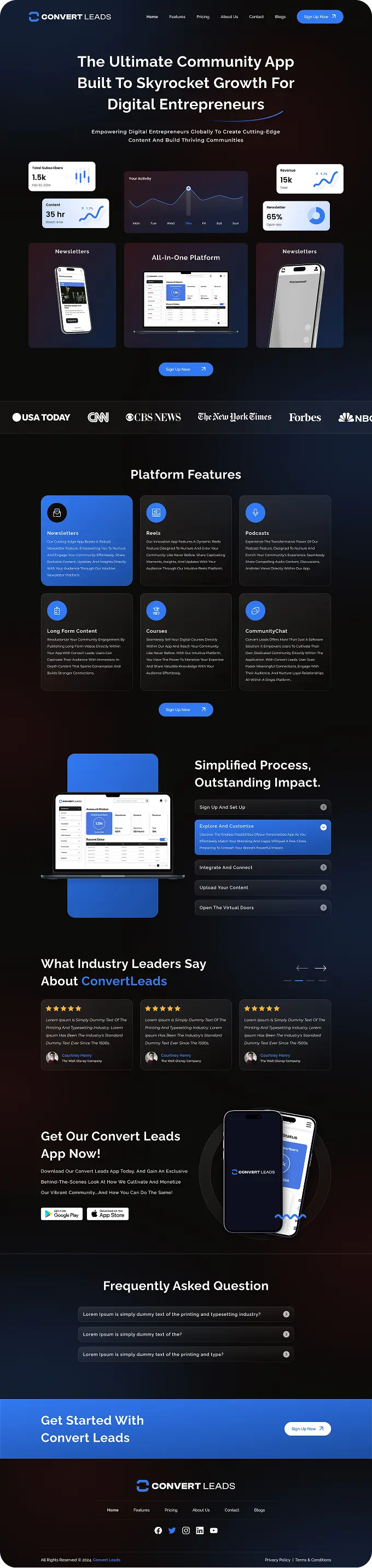 GoHighLevel website design for a community app for entrepreneurs
