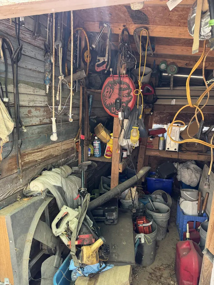 Shed cleanout before junk removal by KD Junk