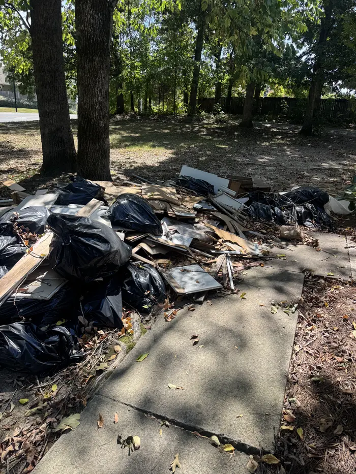 Backyard debris before junk removal by KD Junk