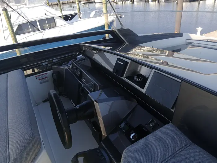 Yacht helm and dash after interior cleaning