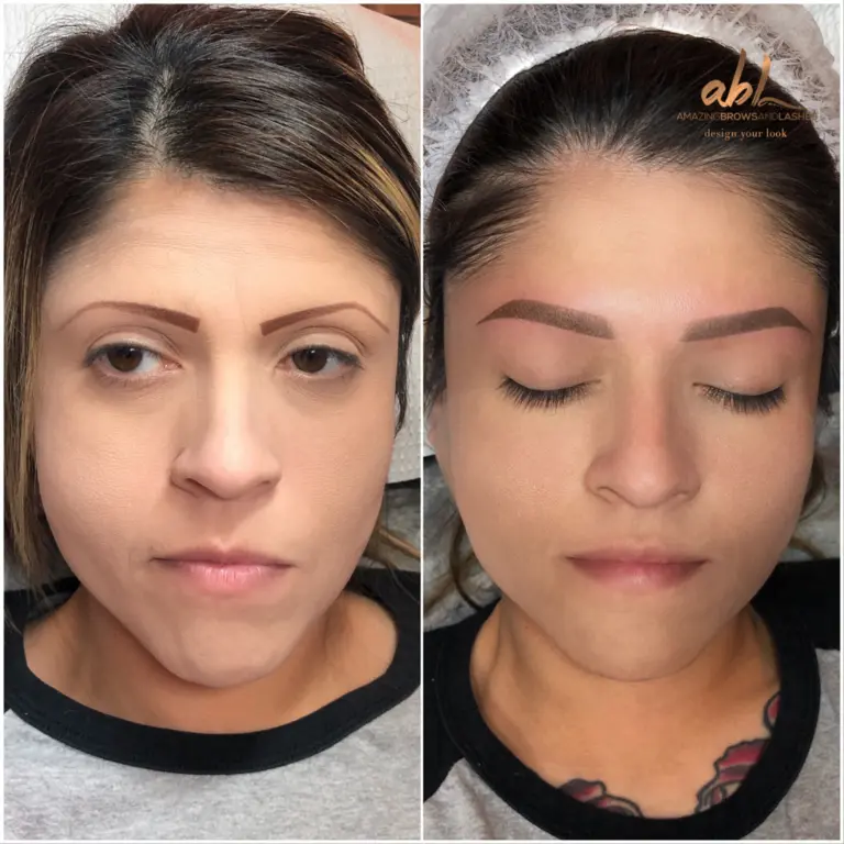 Hair-stroke brow close-up