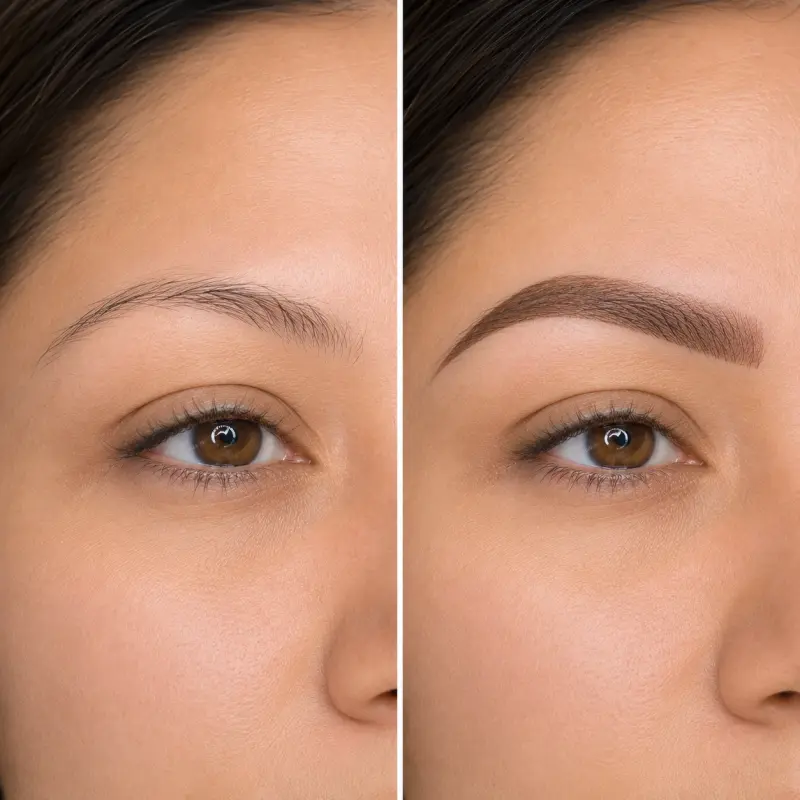 Powder brows before and after