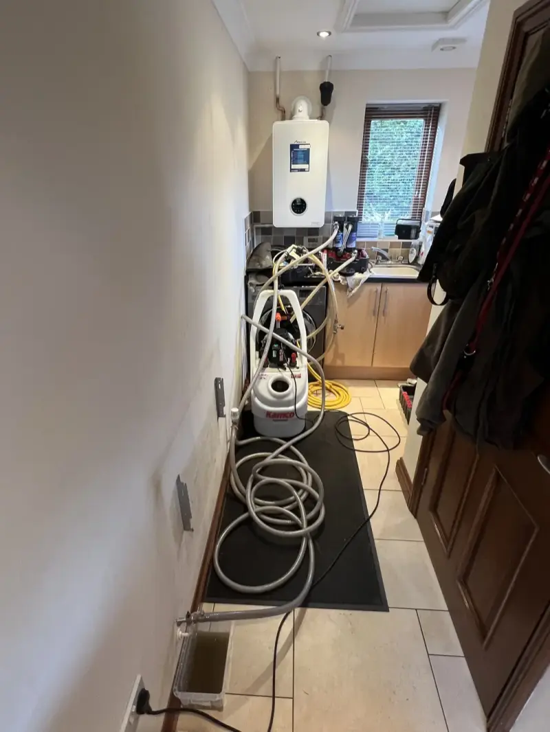 Power flushing a heating system in an Oxford home