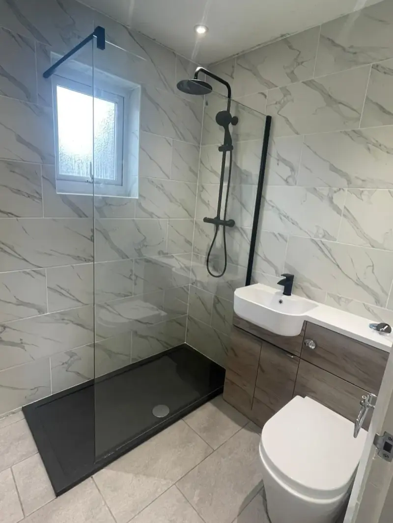 Finished walk-in shower fitted in an Oxford bathroom by our team