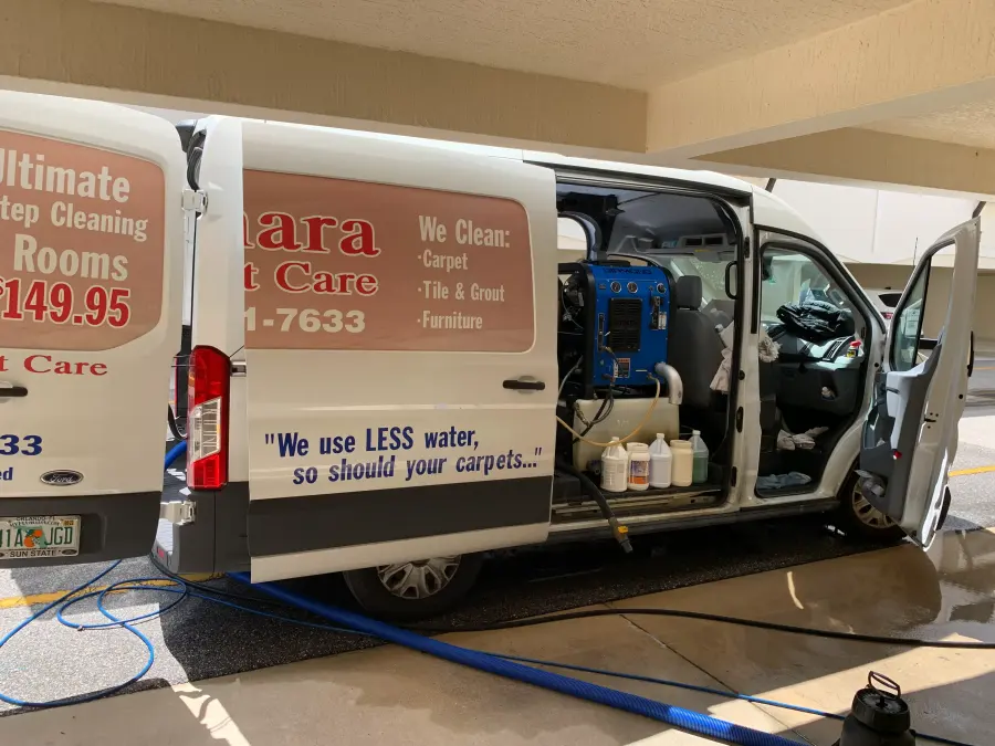 Sahara Carpet Care service van and organized cleaning equipment
