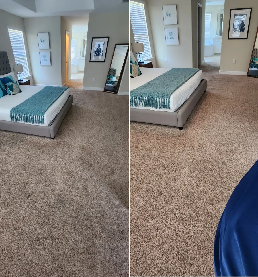 Matched before and after twin bedroom carpet cleaning