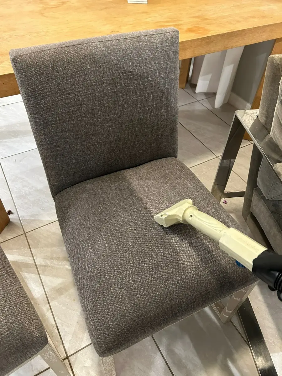 Sahara Carpet Care chair upholstery cleaning in progress