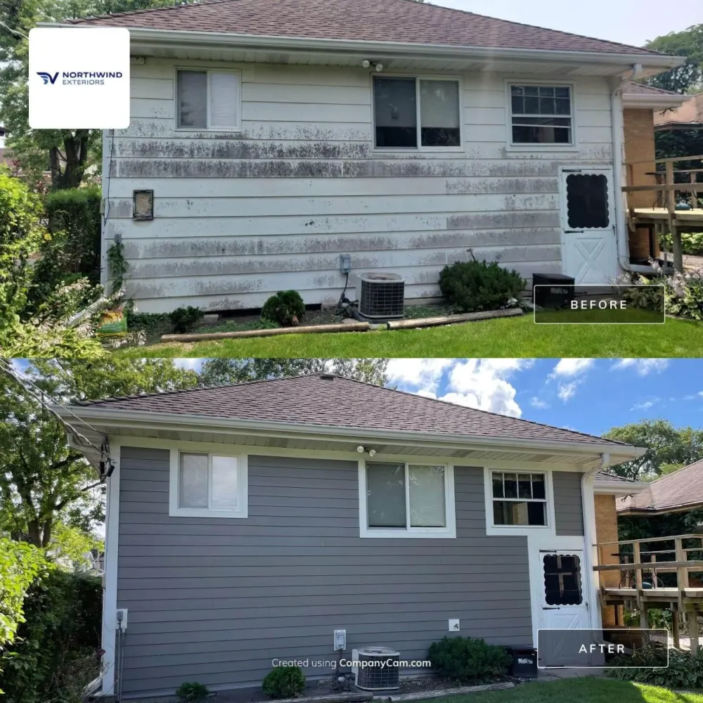 Before and after siding replacement by Northwind Exteriors