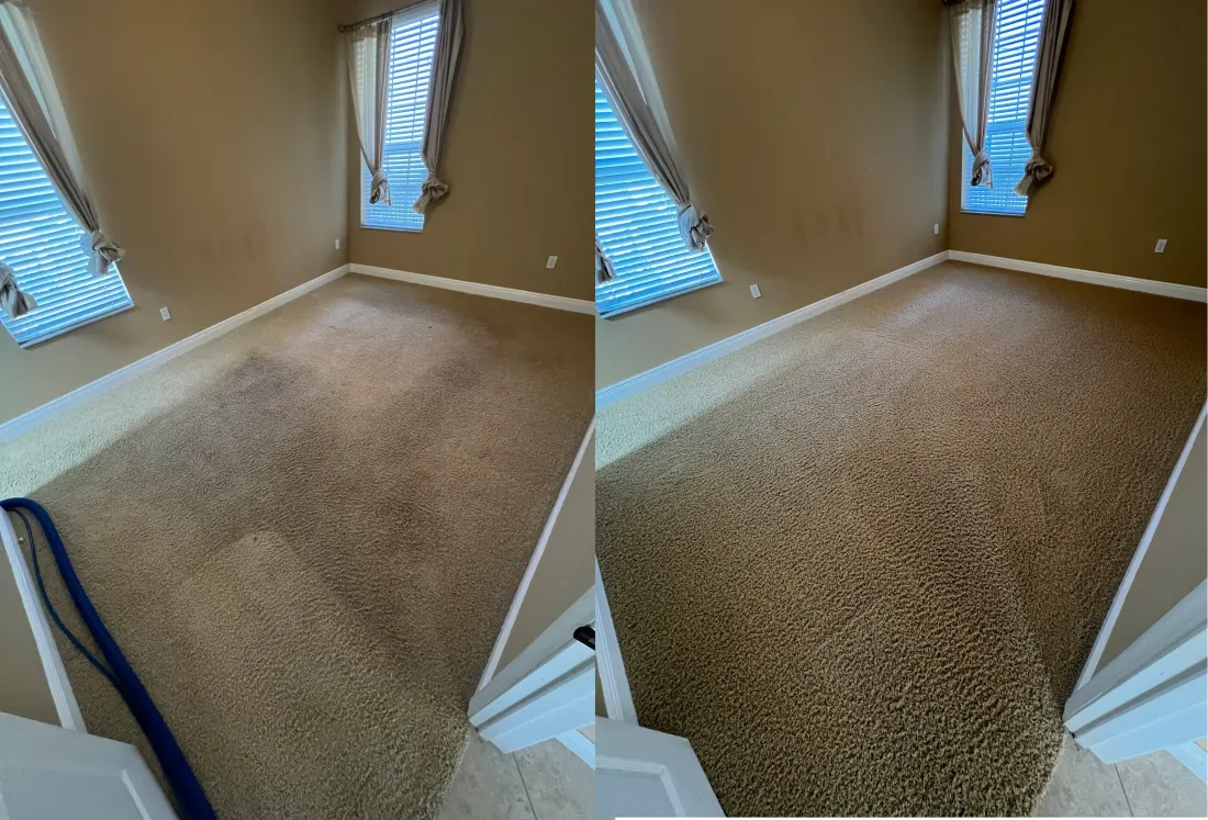Matched before and after carpet cleaning transformation by Sahara Carpet Care
