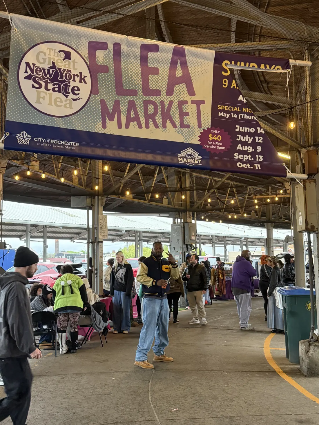 Great NYS Flea branded banner welcoming market shoppers