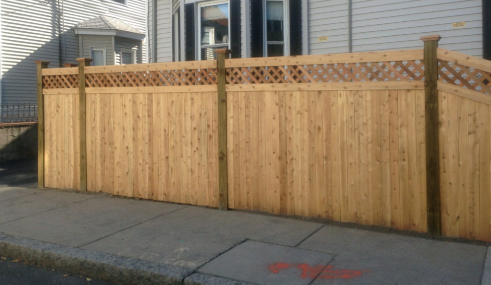 Wood fence with lattice top by All Fenced In