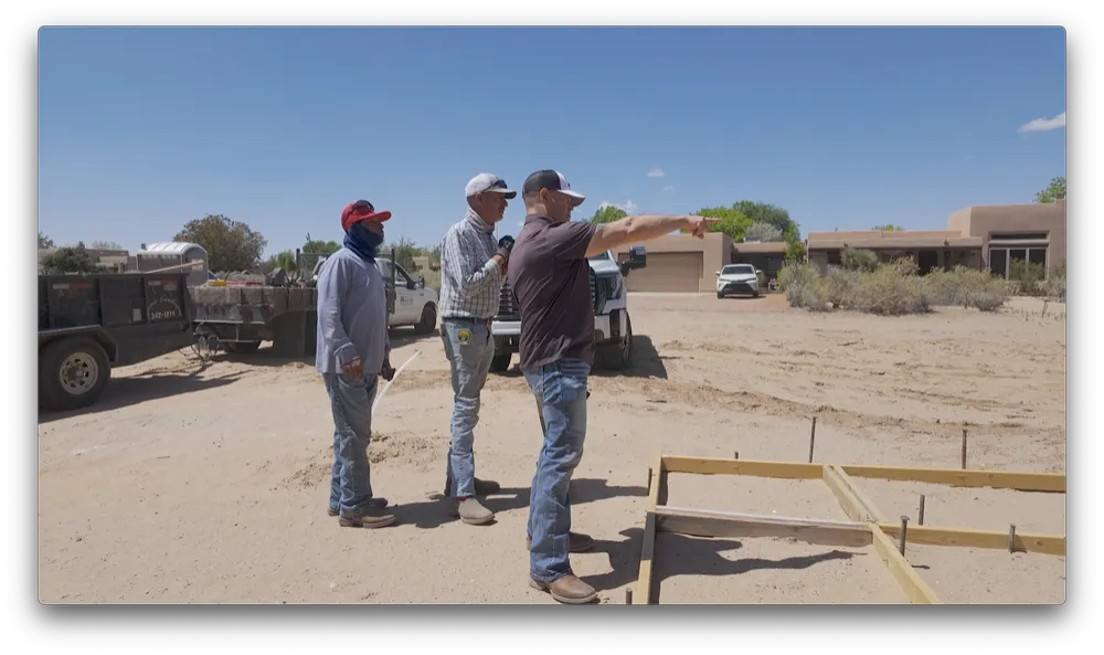Laying out forms on a residential lot before the pour