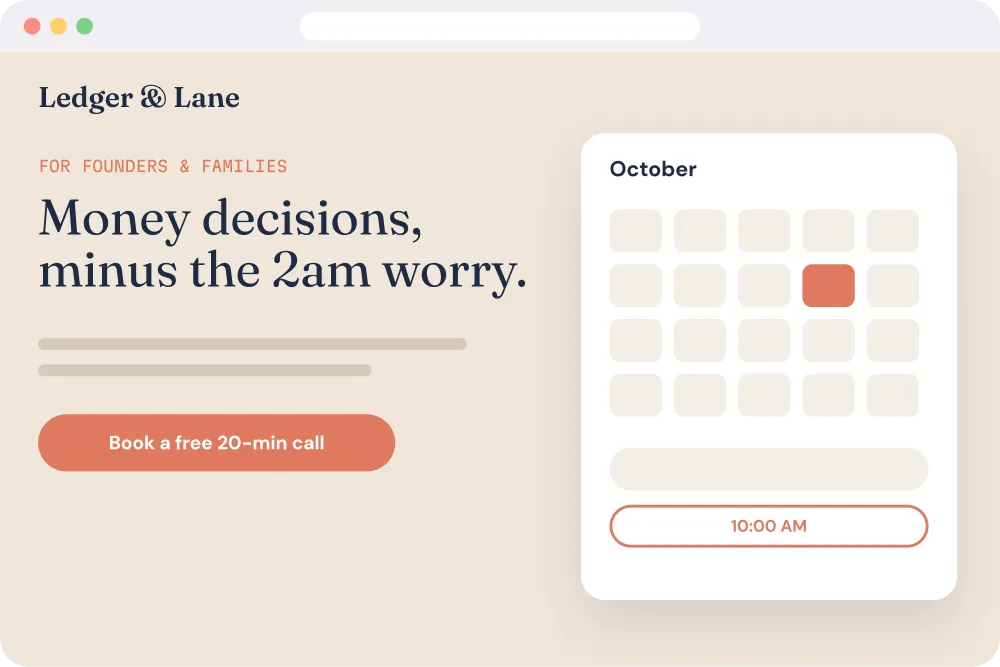 Ledger & Lane booking page with an on-page calendar
