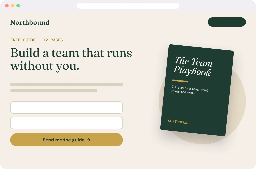 Northbound Leadership opt-in page offering The Team Playbook