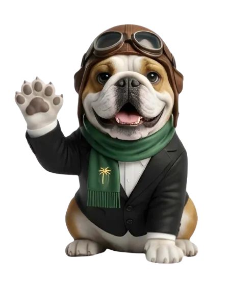 Luxe, the Palm Luxe Cleaners mascot, in signature British racing green