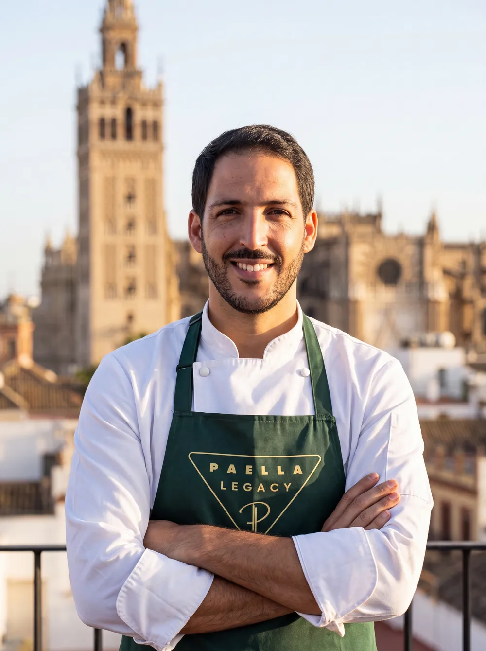 Fernando Molina, Sevillano founder and host of Paella Legacy, on his rooftop terrace in Seville