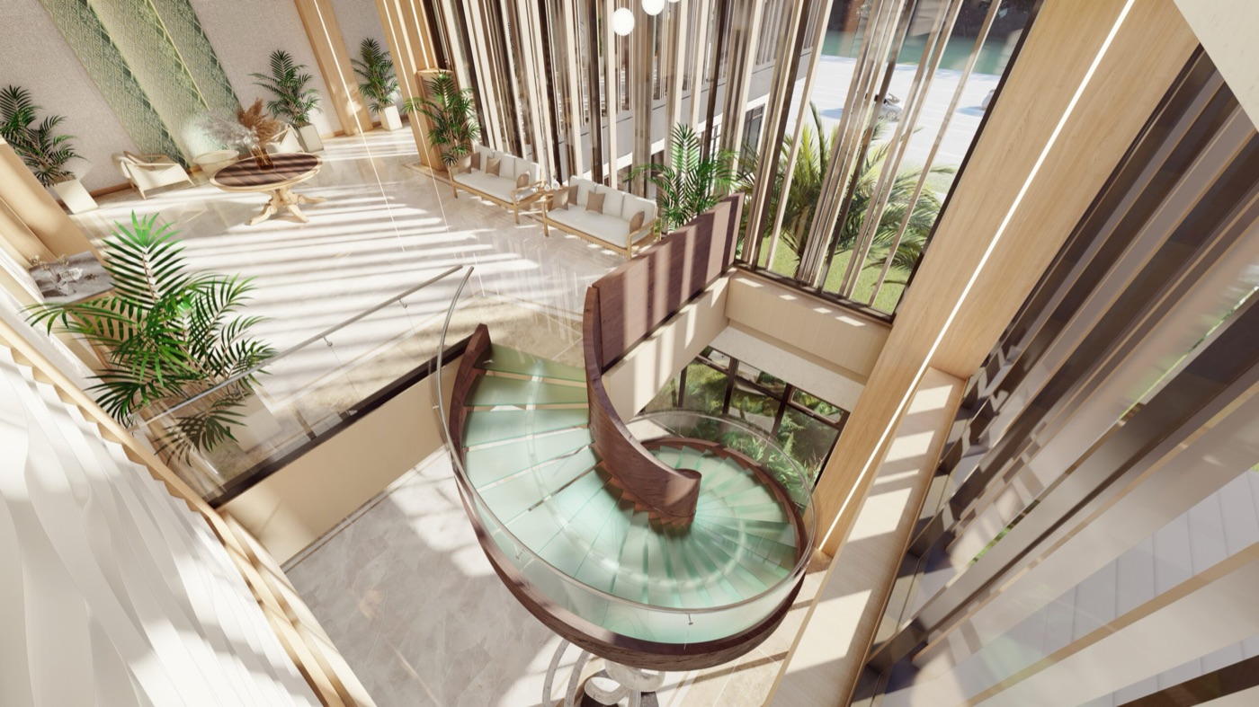 The spiral staircase at Casa Ibarra Parklinks