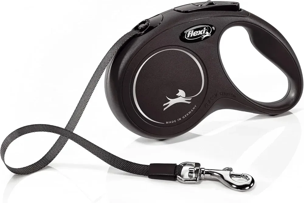 Flexi New Classic retractable tape lead, black, Small 5m