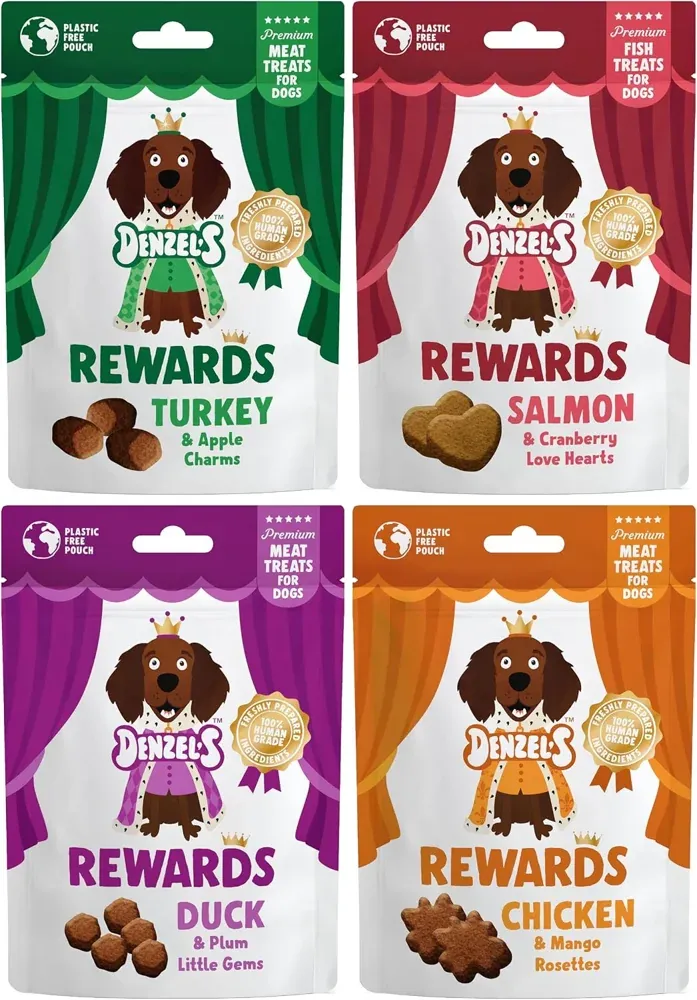 Denzel's Meaty Rewards Dog Training Treats, Variety 4 Pack
