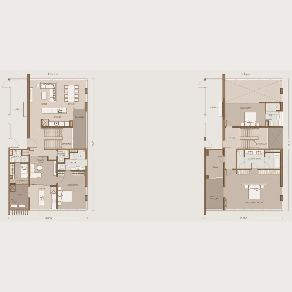 111 Menerung Type L duplex floor plan, 3,714 sq ft (345 m²)
