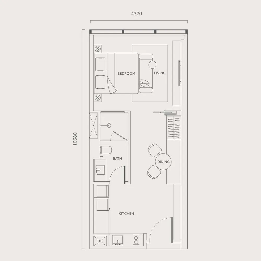 CloutHaus Types C, D, E, F floor plan, 549 sq ft (51 m²)