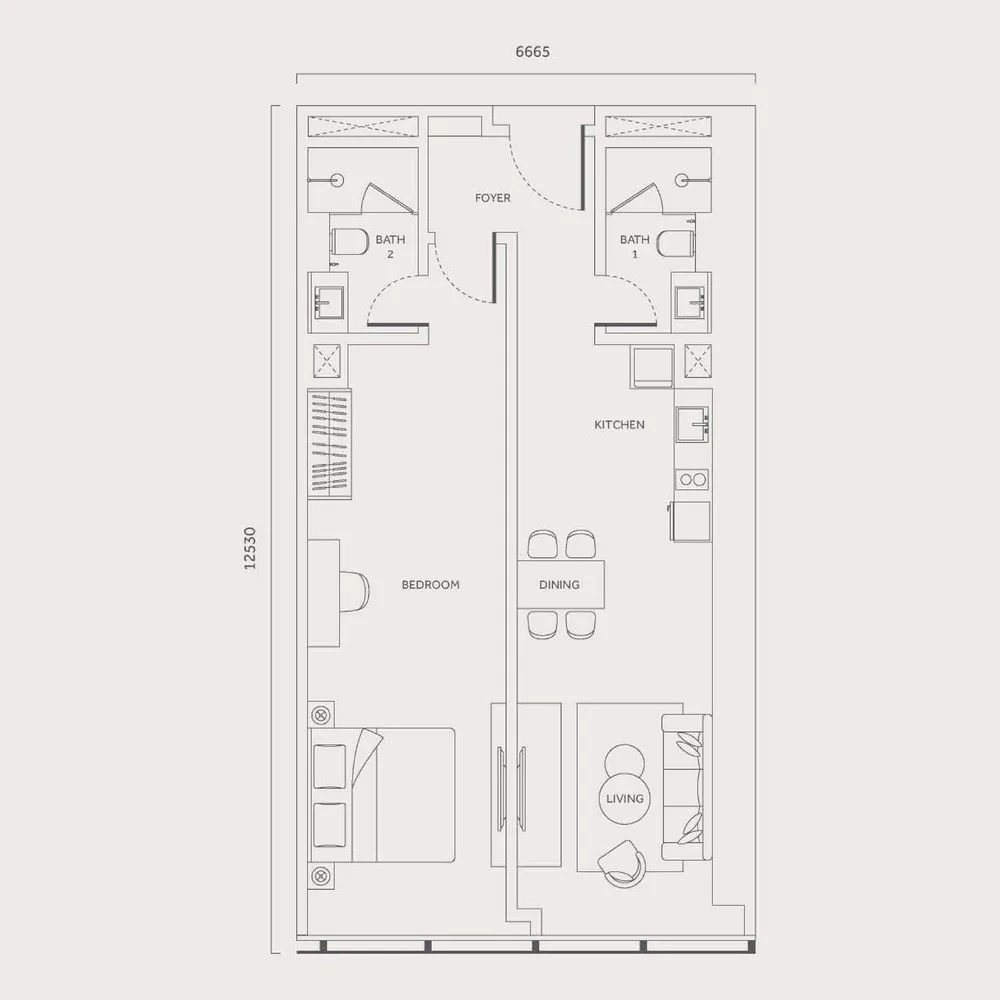 CloutHaus Type N floor plan, 893 sq ft (83 m²)