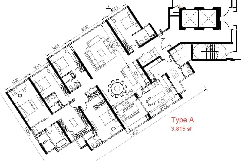 Aetas Taman Desa Type A floor plan, 3,835 sq ft (356 m²)