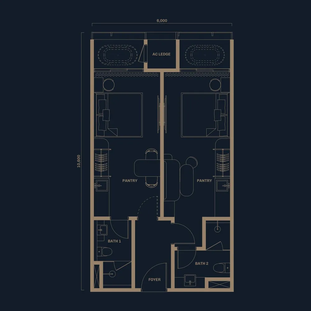 Divine KLCC Type B3 (dual key) floor plan, 684 sq ft (64 m²)