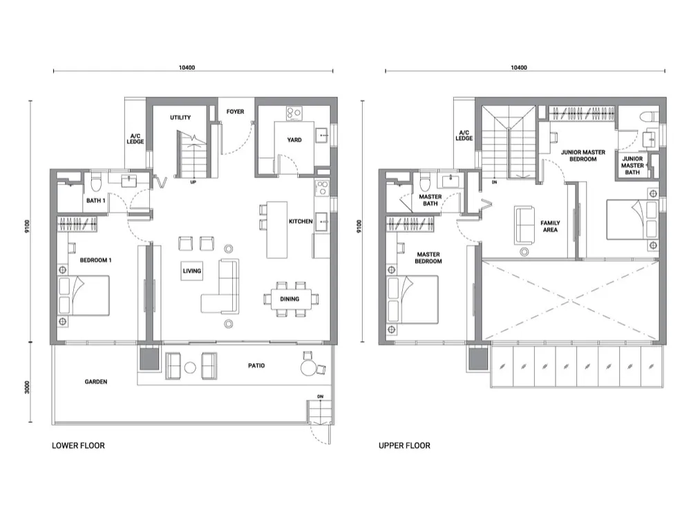 Enlace Suites 2 Type G3 garden home floor plan, 1,593 sq ft (148 m²)