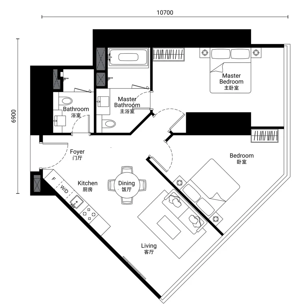 Oxley Towers Tower 1 · Type D-4A floor plan, 995 sq ft (92 m²)