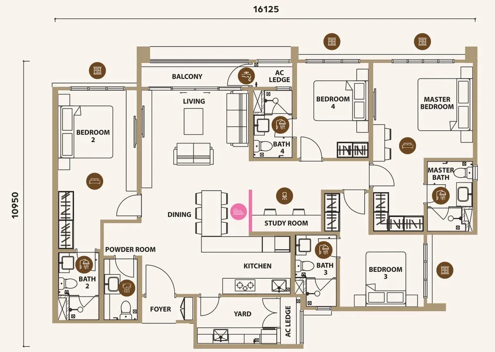 Lunar Seputeh Type D floor plan, 1,646 sq ft (153 m²)
