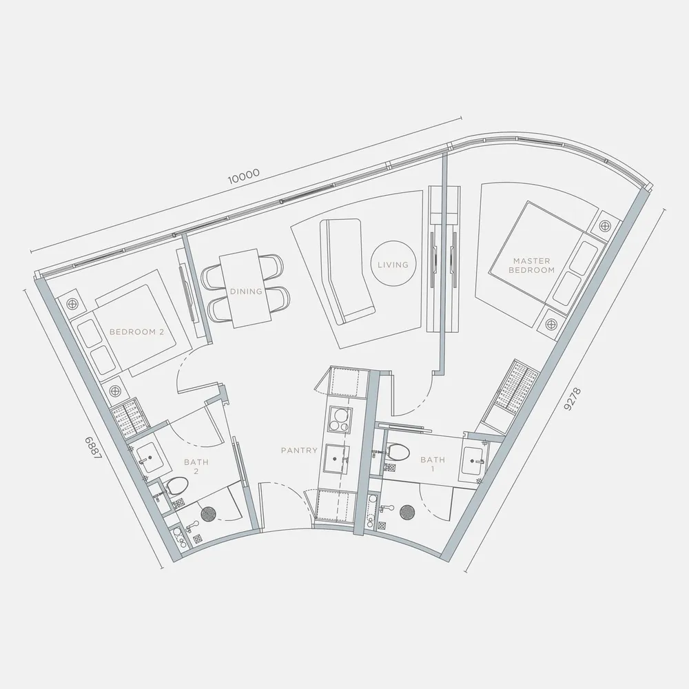 Orion Residence Type C1 corner floor plan, 838 sq ft (78 m²)