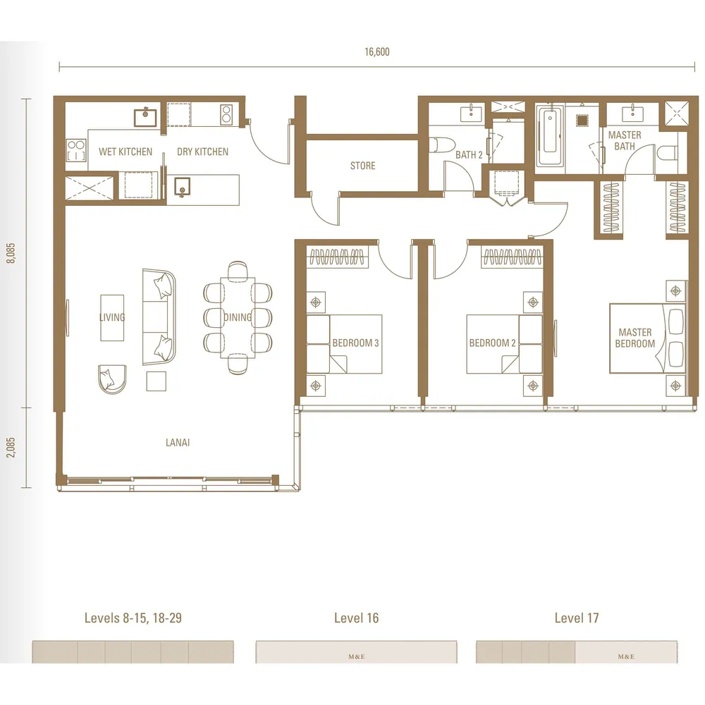 Pavilion Damansara Heights Royal Suites · Type M2 floor plan, 1,550 sq ft (144 m²)