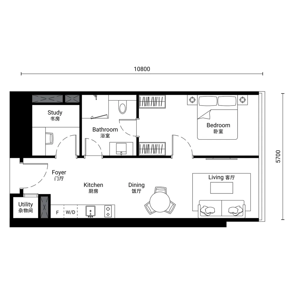 Oxley Towers Tower 1 · Type C-1 floor plan, 711 sq ft (66 m²)