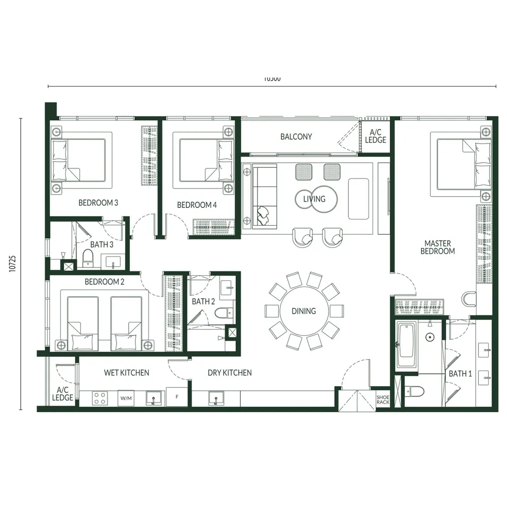 Park Green Pavilion Type E floor plan, 1,905 sq ft (177 m²)