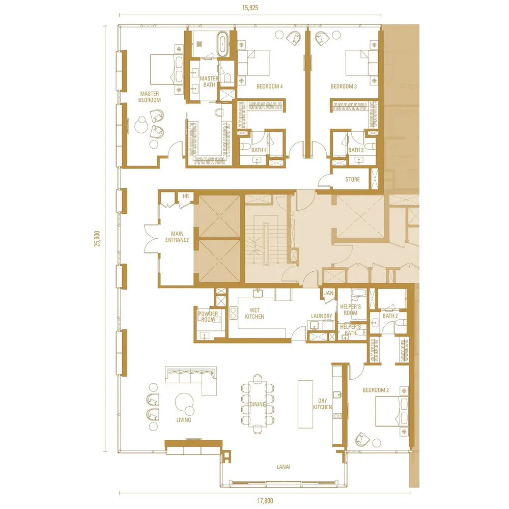 Pavilion Damansara Heights Imperial Residences · Type H2A floor plan, 4,090 sq ft (380 m²)