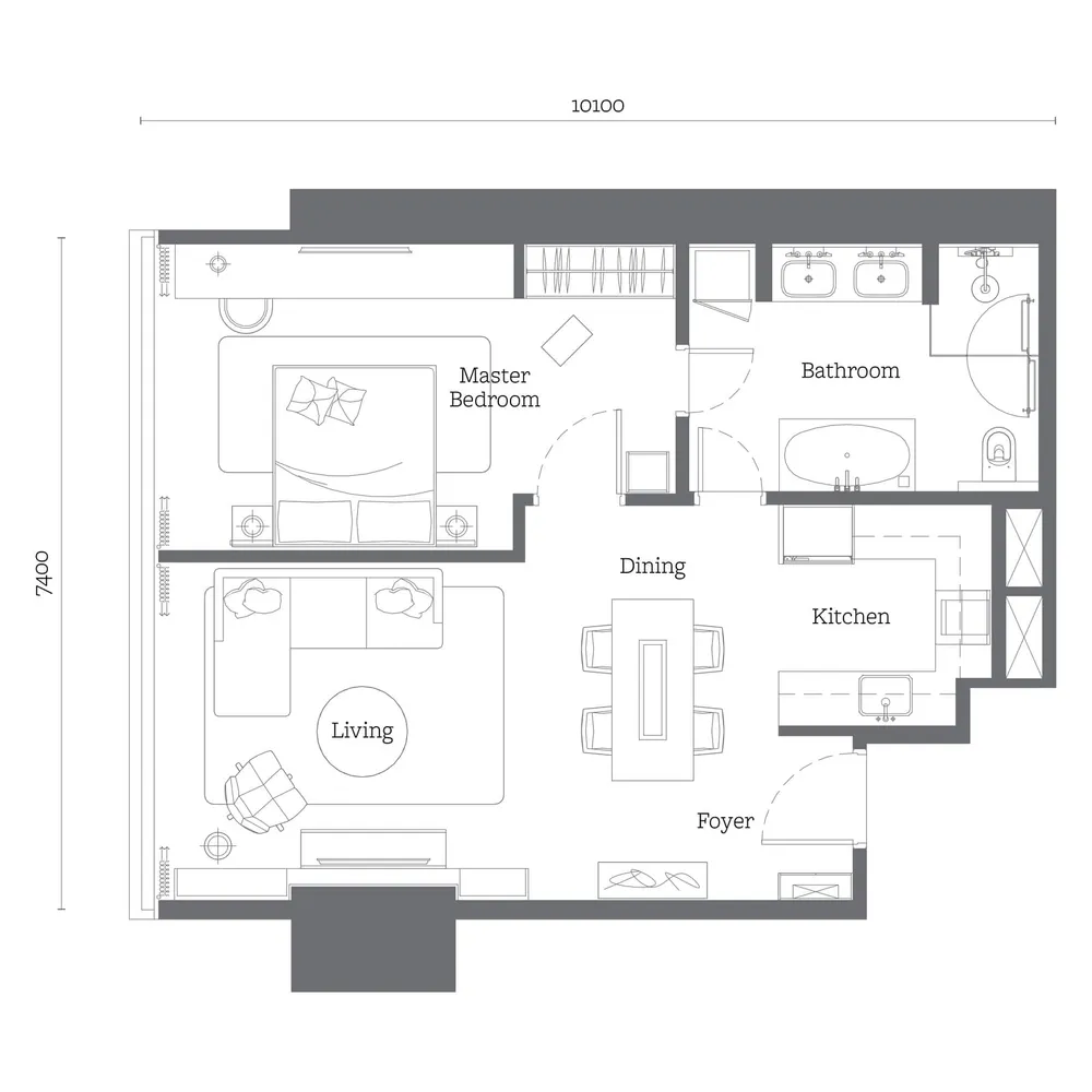 Oxley Towers Tower 2 · Type B3 floor plan, 754 sq ft (70 m²)