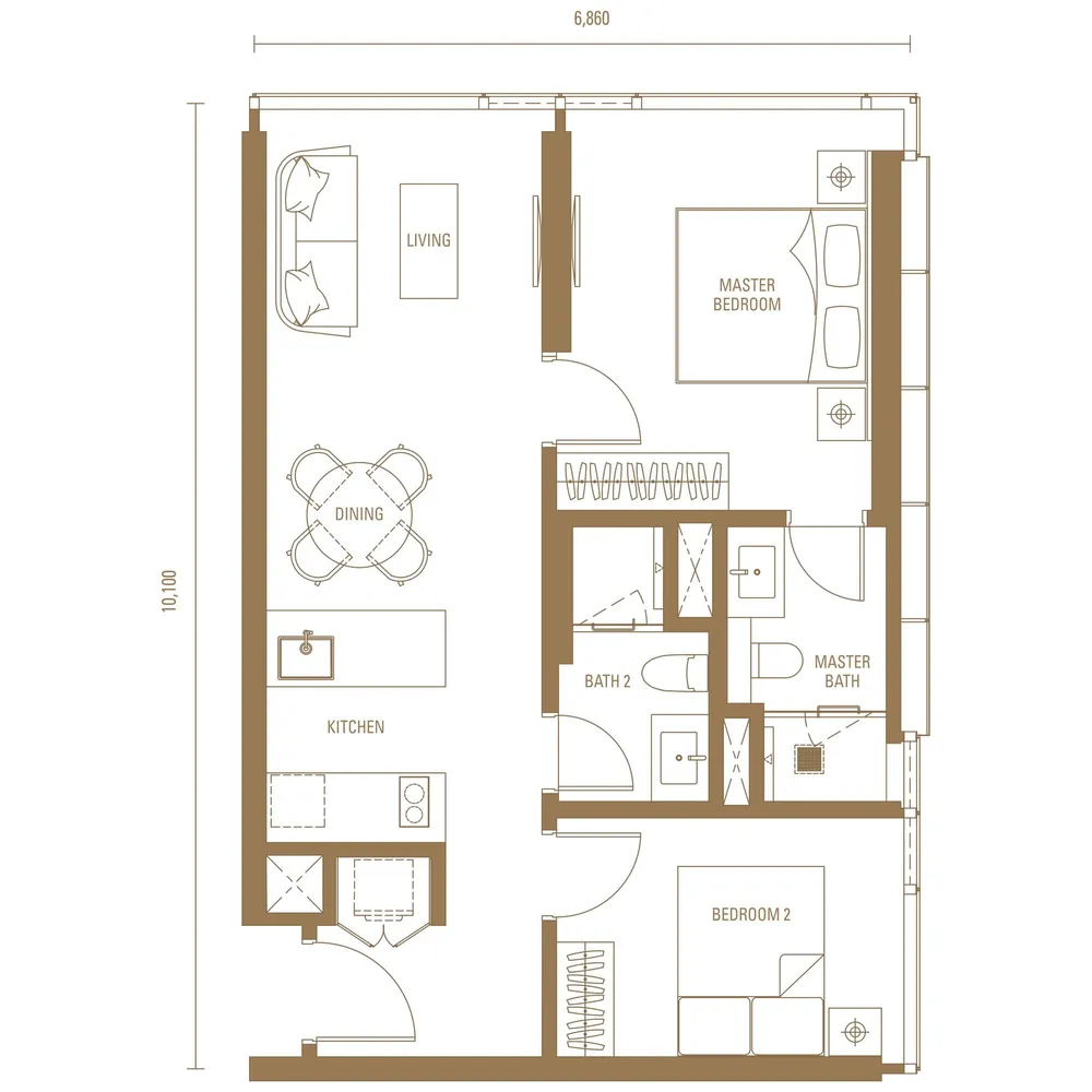 Pavilion Damansara Heights Royal Suites · Type J3 floor plan, 743 sq ft (69 m²)