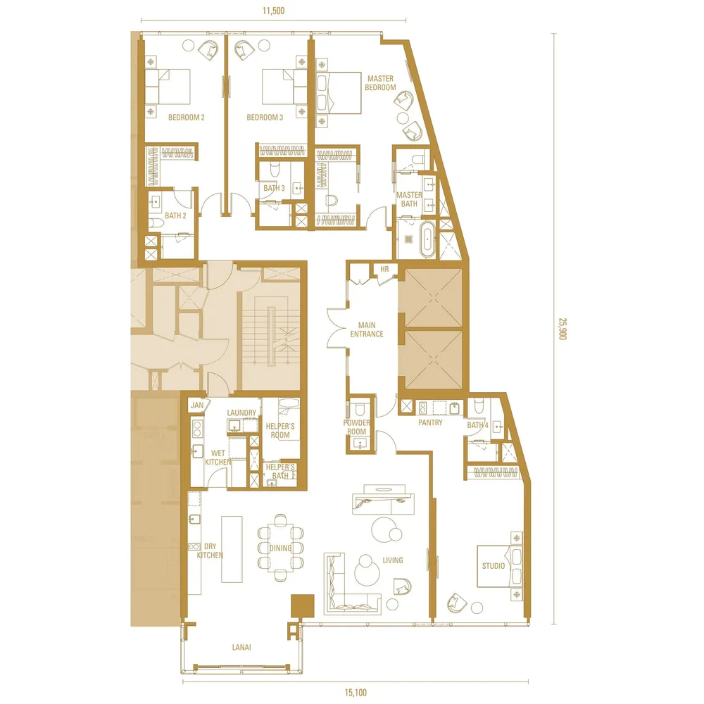 Pavilion Damansara Heights Imperial Residences · Type H1A floor plan, 3,380 sq ft (314 m²)