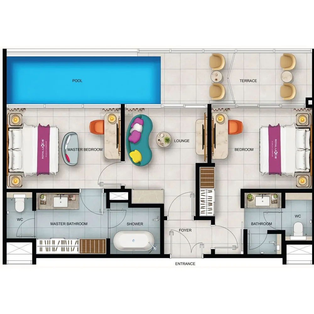 Royal Lexis Type C floor plan, 1,085 sq ft (101 m²)