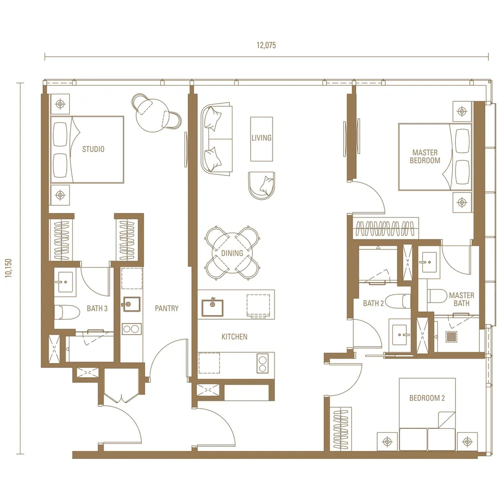 Pavilion Damansara Heights Royal Suites · Type DK1 dual key floor plan, 1,302 sq ft (121 m²)