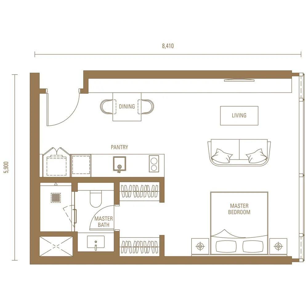 Pavilion Damansara Heights Royal Suites · Type S2 floor plan, 538 sq ft (50 m²)